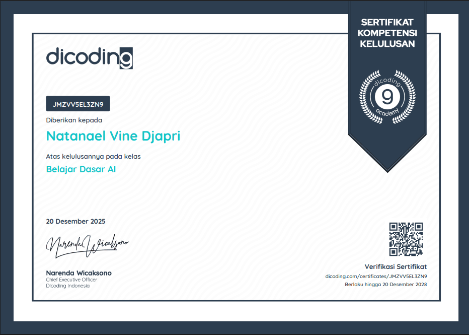 Certificate: AI Introduction Course