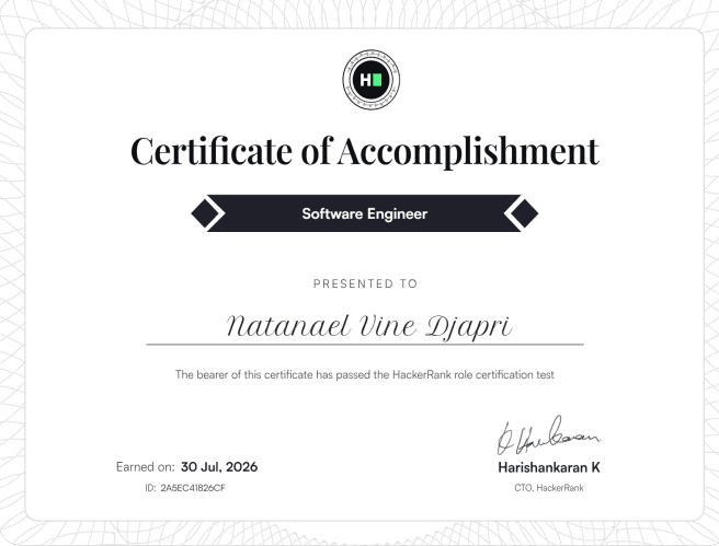 Certificate: Software Engineer Certification
