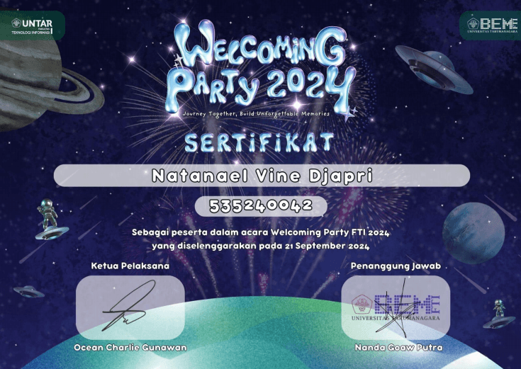 Certificate: Welcoming Party Mentor
